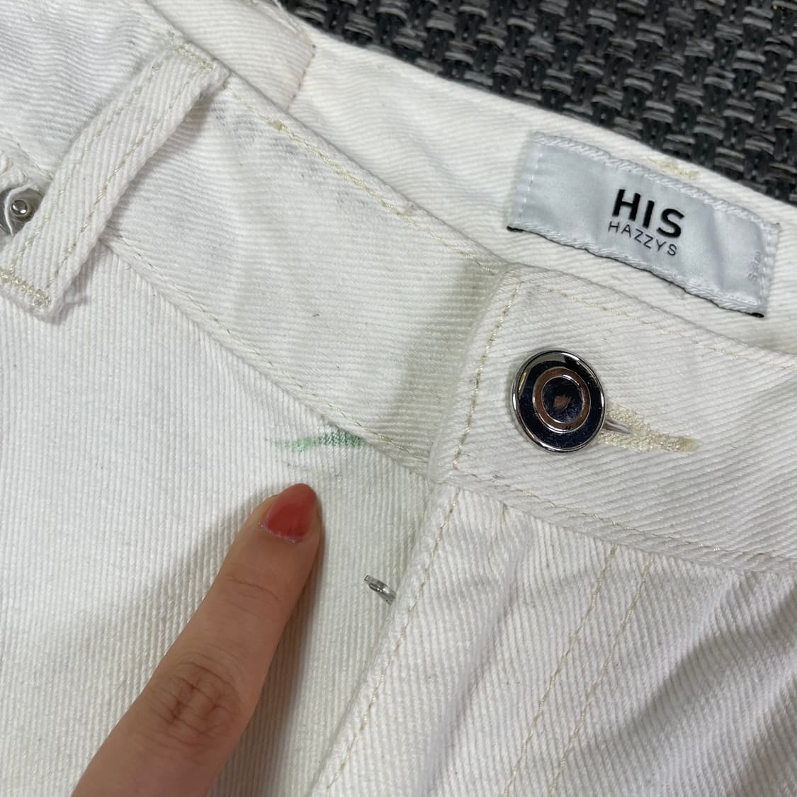 (30) 헤지스 원버튼 아이보리 면바지 S 상품이미지5