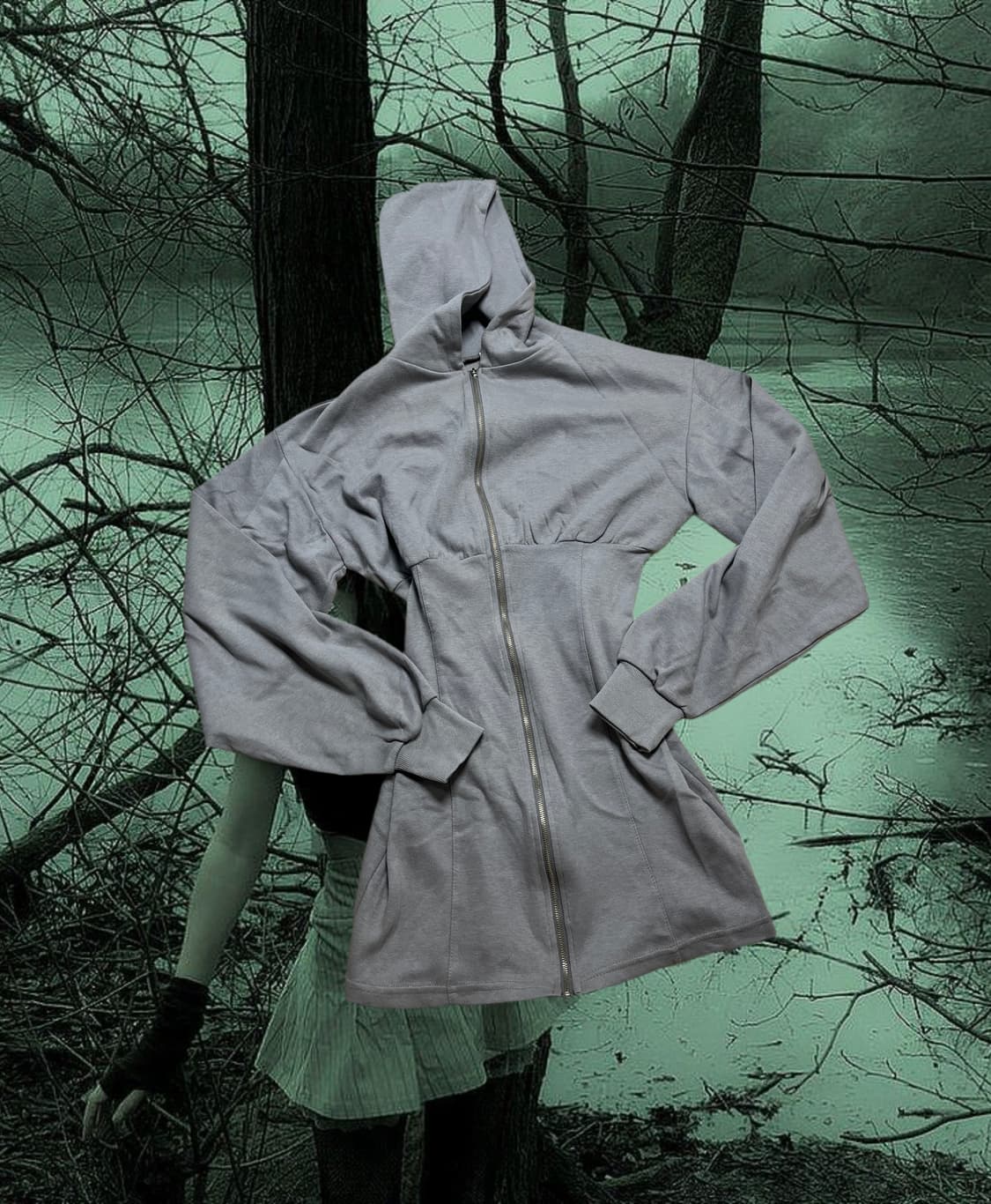 모카그레이 후드집업 원피스 상품이미지1