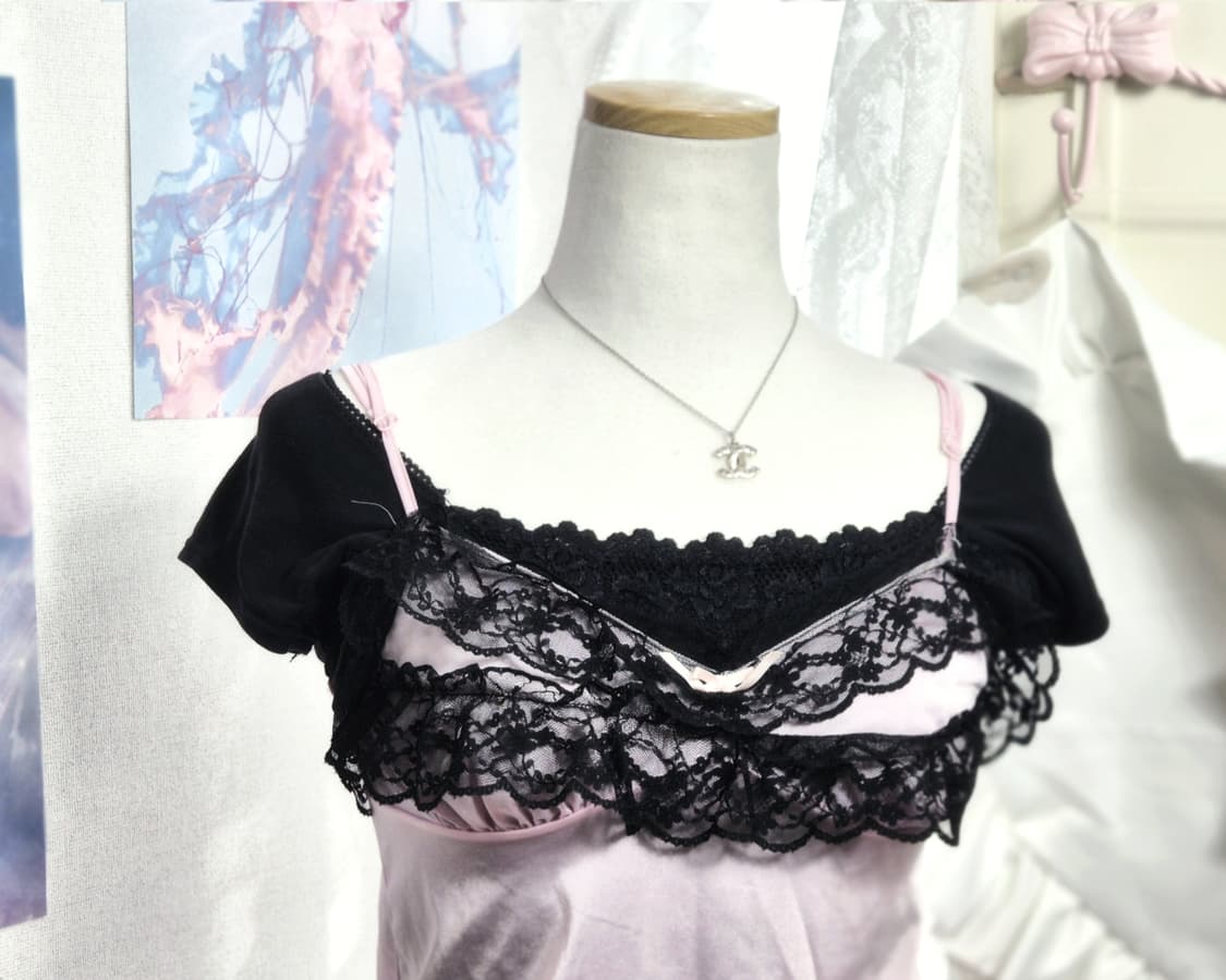 블랙핑크 히메갸루 펑크 y2k 슬립 레이스 3세트  상품이미지3