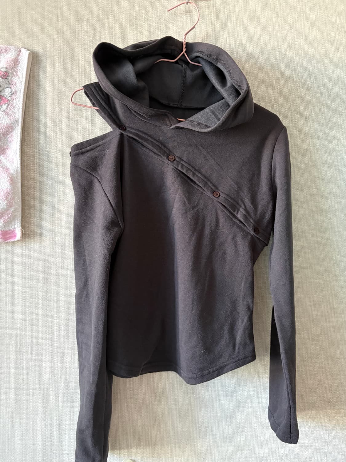 원 숄더 기모 후드티 상품이미지1