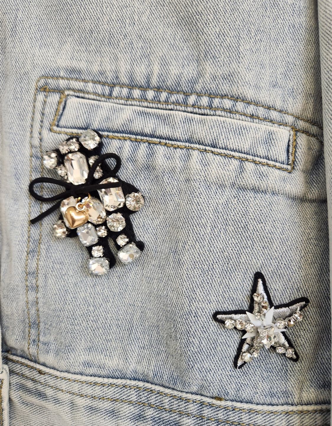 샤틴 쥬얼리와펜 크롭 데님자켓 상품이미지5