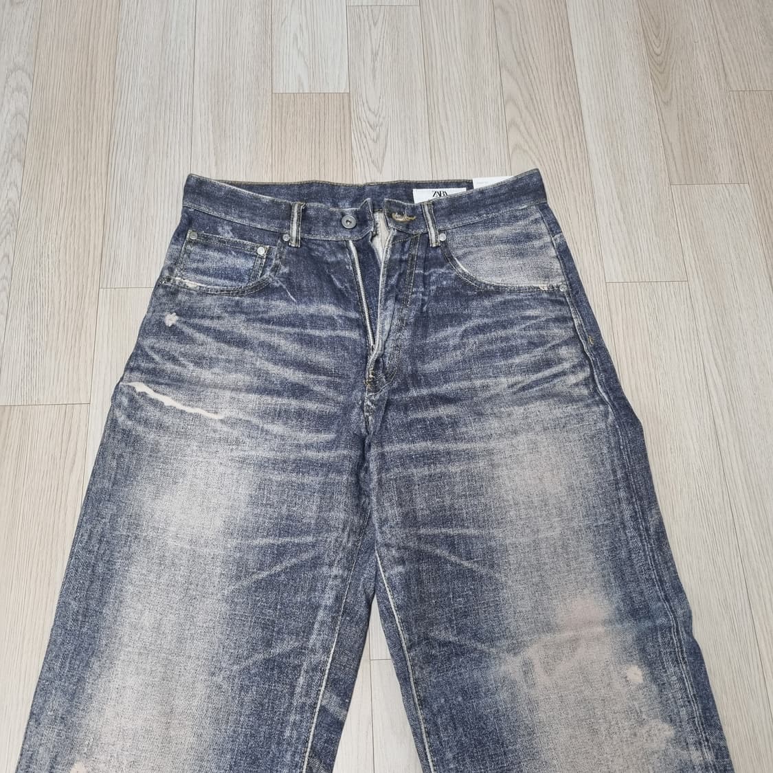 새제품30)자라 서울에디션 프린티드 빈티지 워시드 배기핏 진 데님 청바지 상품이미지6