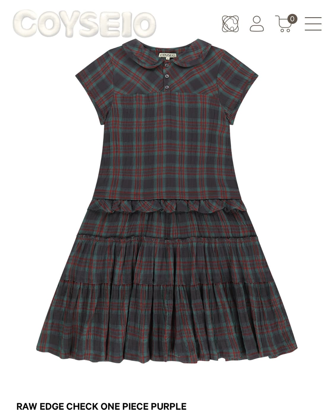 코이세이오 26SS 체크 원피스 퍼플 2 사이즈 상품이미지1