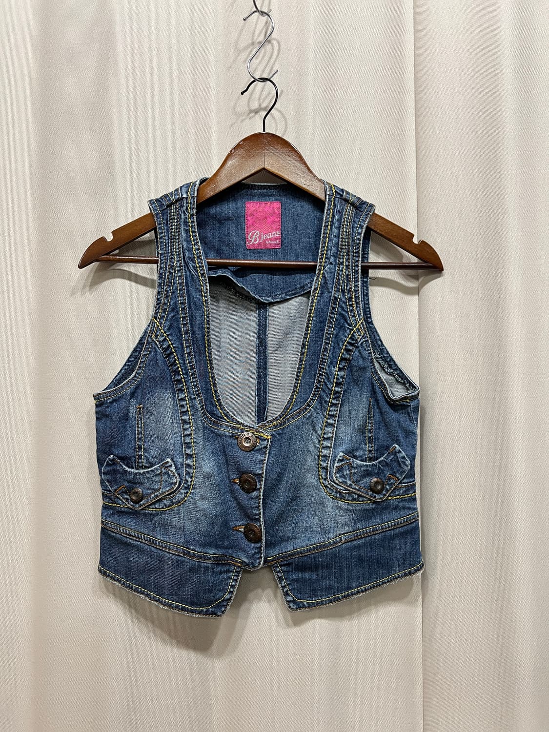 빈티지 여성 3버튼 데님 베스트 자켓  상품이미지2