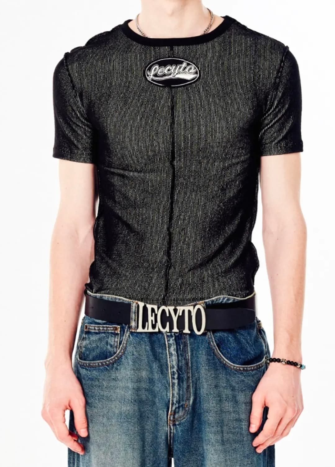 Retro Logo Patch Ribbed T-Shirt_[Black] 상품이미지1