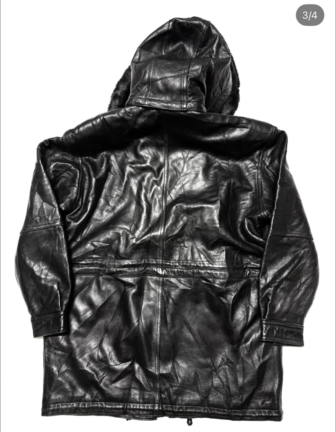 퍼 후디드 레더 자켓 상품이미지3