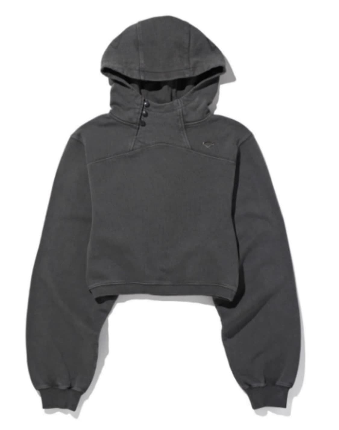 미스치프 사이드 버튼 업 크롭 후드 차콜 M 상품이미지1