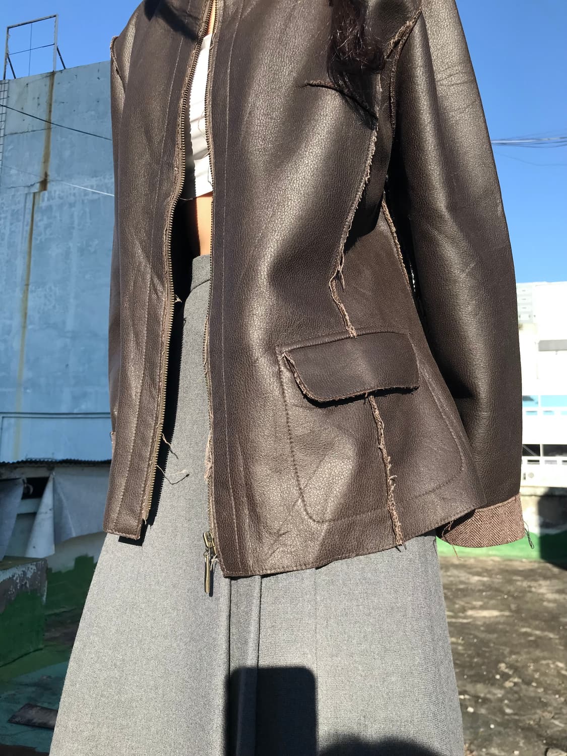 브라운 가죽 자켓 상품이미지6