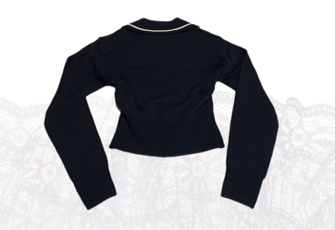 미쏘 세일러 카라 크롭 니트 네이비 s 상품이미지2