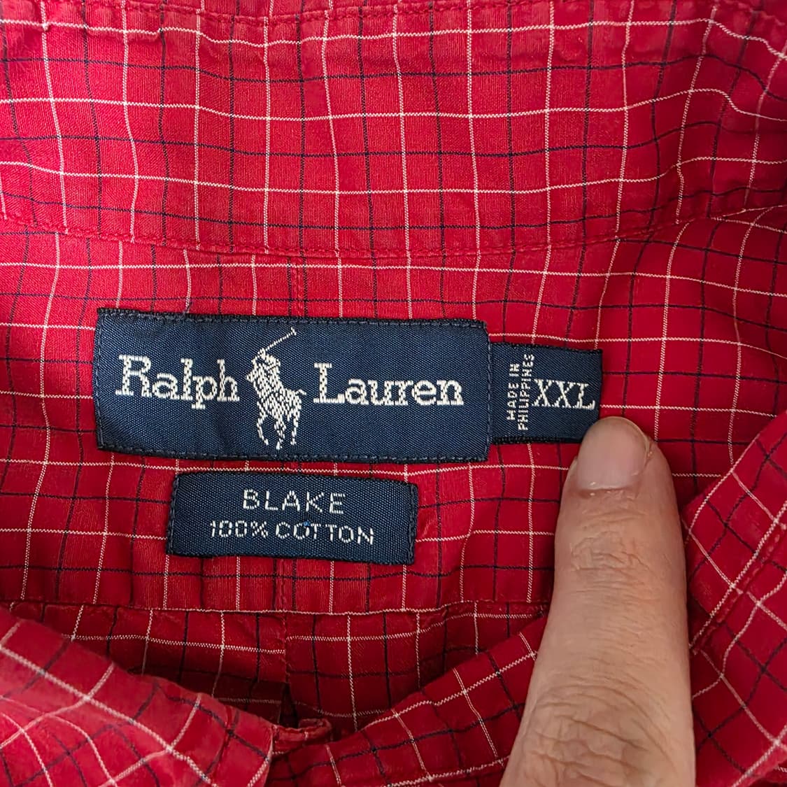[2XL] 90s 빈티지 폴로 랄프로렌 블레이크 레드 체크 크롭 반팔셔츠 상품이미지5