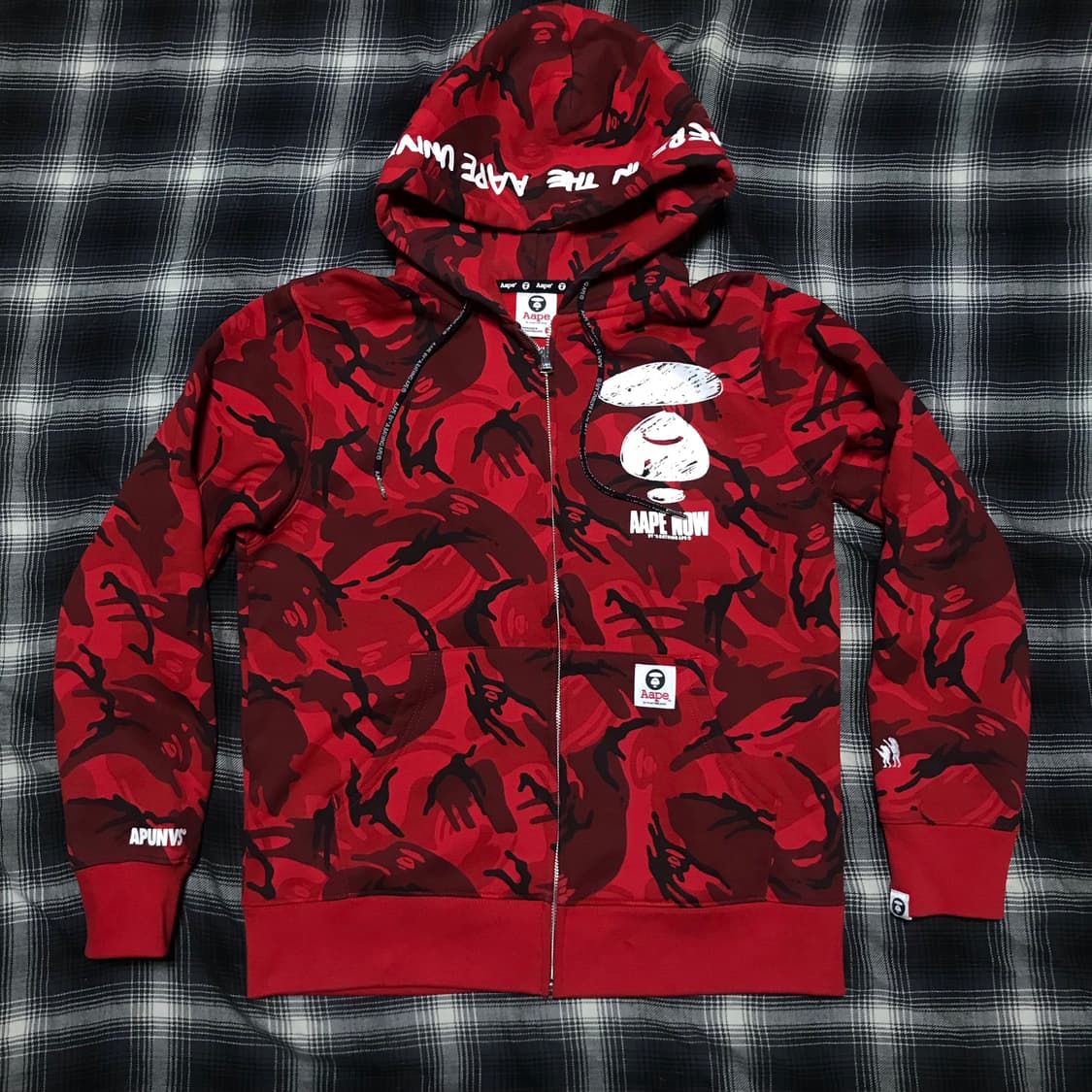 극미중고 Aape by a bathing ape 사루 레드카모 후드집업  상품이미지1