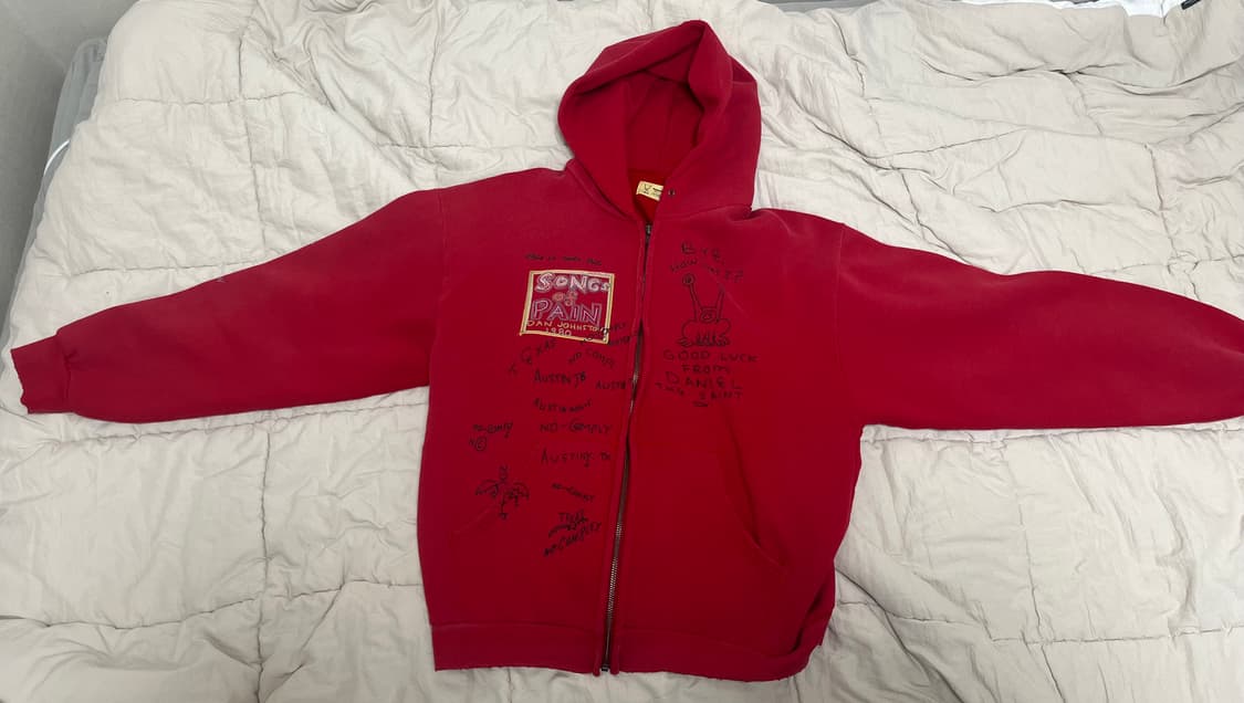 디스이즈네버댓 디네댓 Daniel Johnston 레드 후드집업 M 상품이미지1