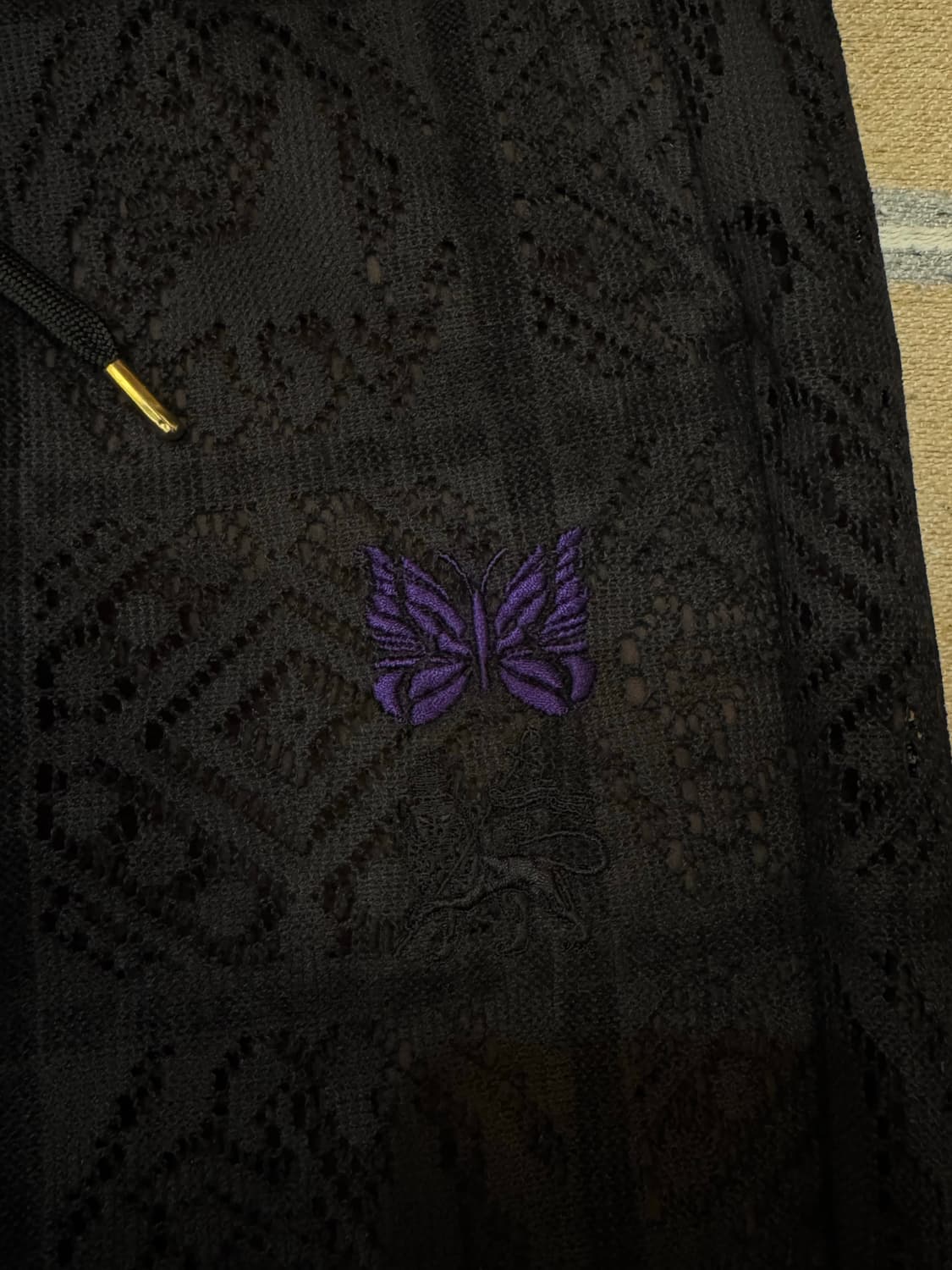 [M] 니들스 x 사스콰치패브릭스 블랙 레이스 트랙팬츠 블랙 상품이미지4