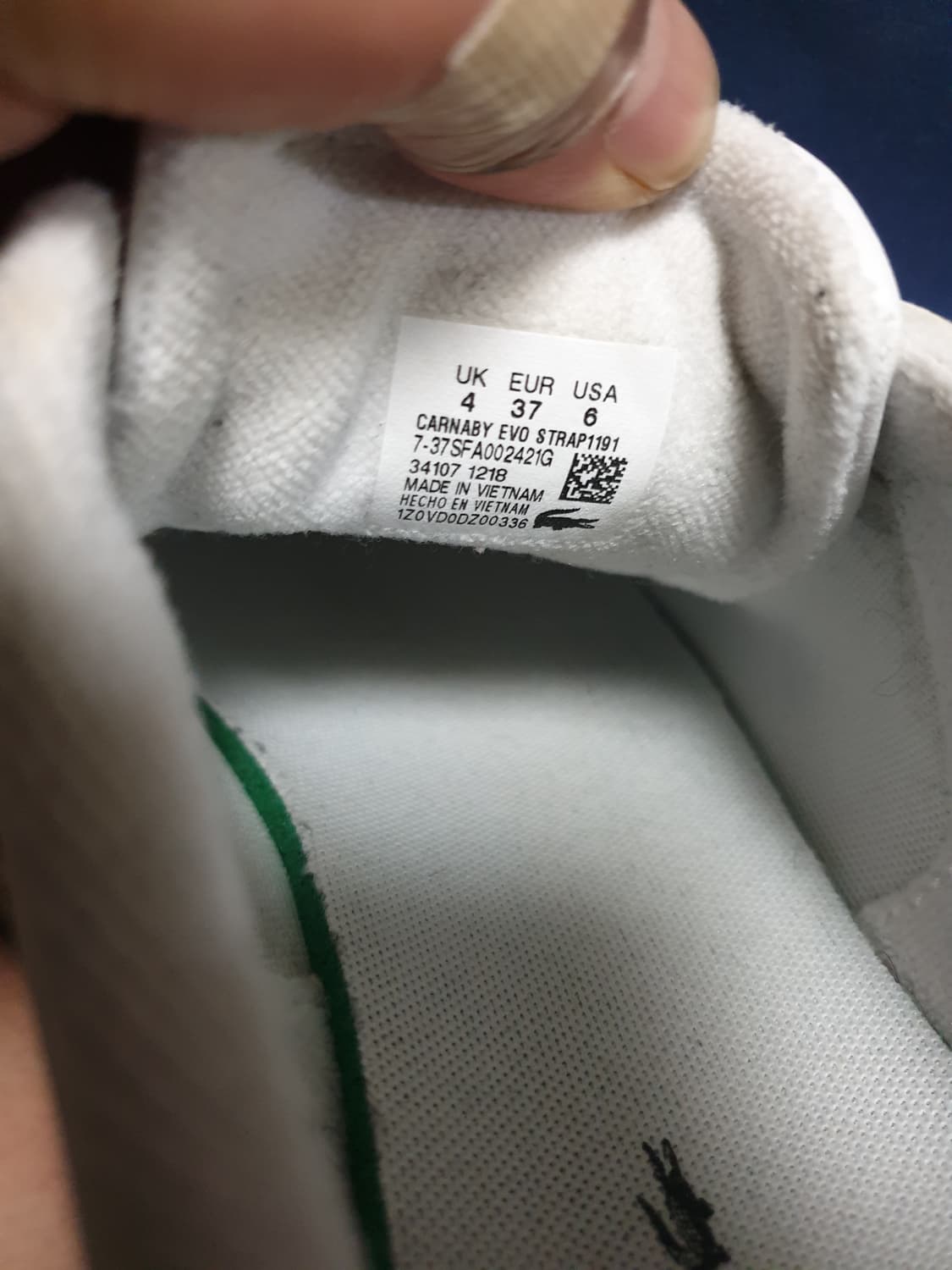 라코스테 벨크로 스트랩 레더 화이트 스니커즈 UK4 (235) 상품이미지7