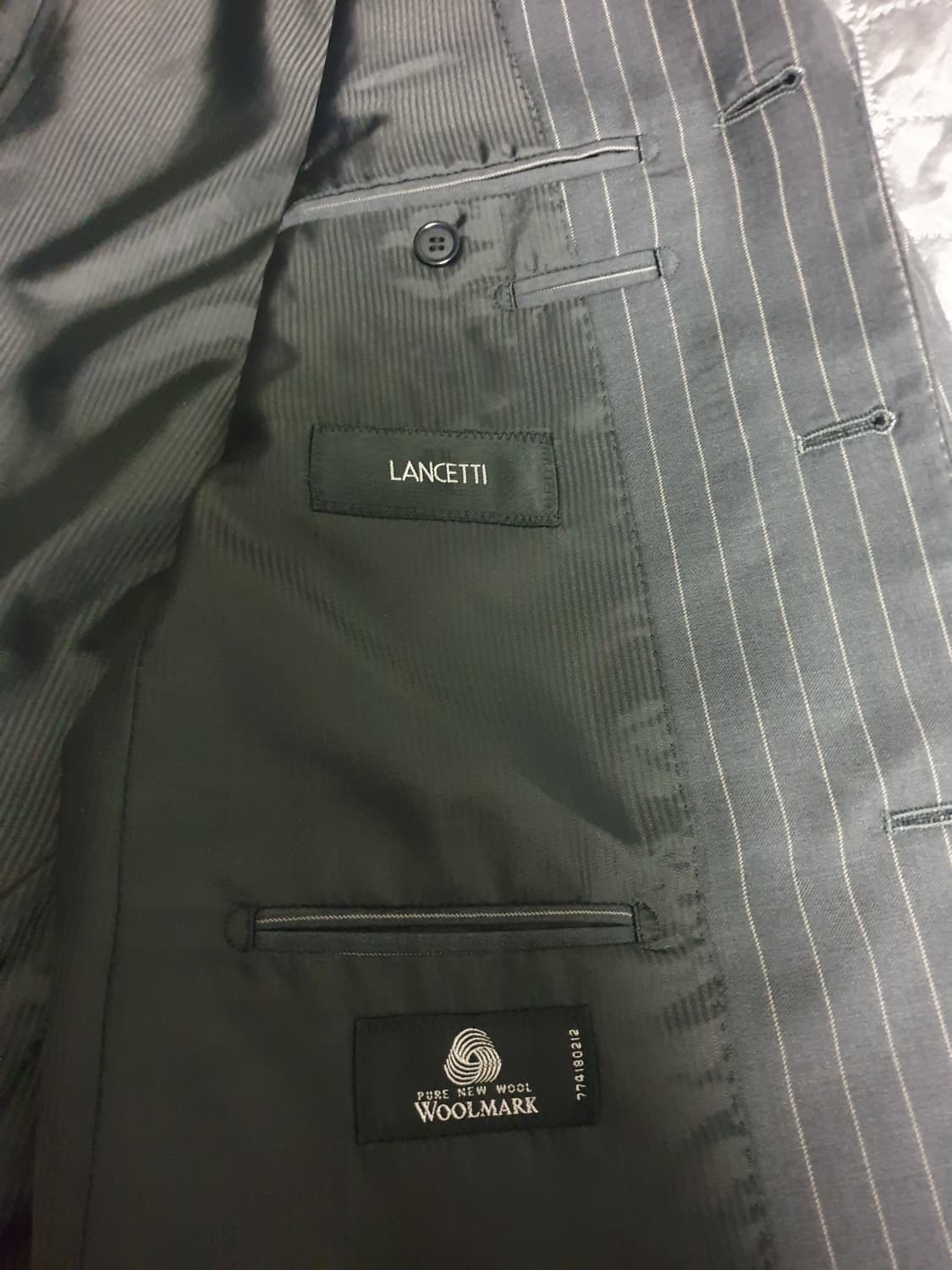 란체티 클래식 퓨어울100% 스트라이프 블레이저 자켓 (L) 상품이미지3