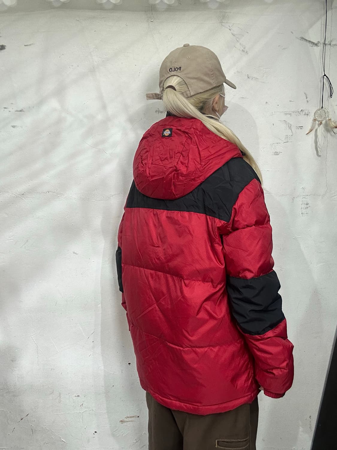 디키즈 덕다운 올드스쿨 레드 후드 패딩 점퍼 M 상품이미지3