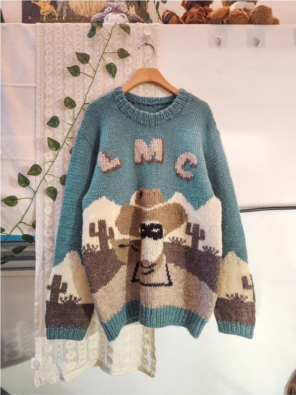 빈티지 선인장 핸드메이드 니트 상품이미지1