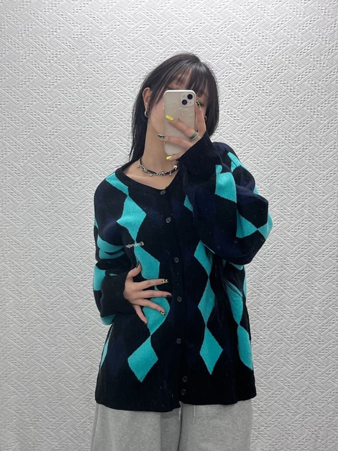 MMLG 빈티지 유니크 키치 아가일 가디건 L C07501 상품이미지1