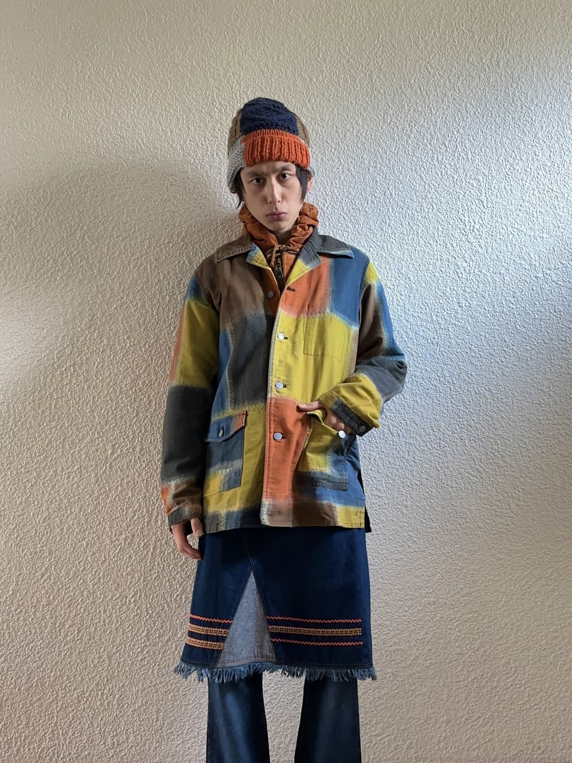 Acoustic 멀티 컬러 블록 숏 코트 상품이미지1