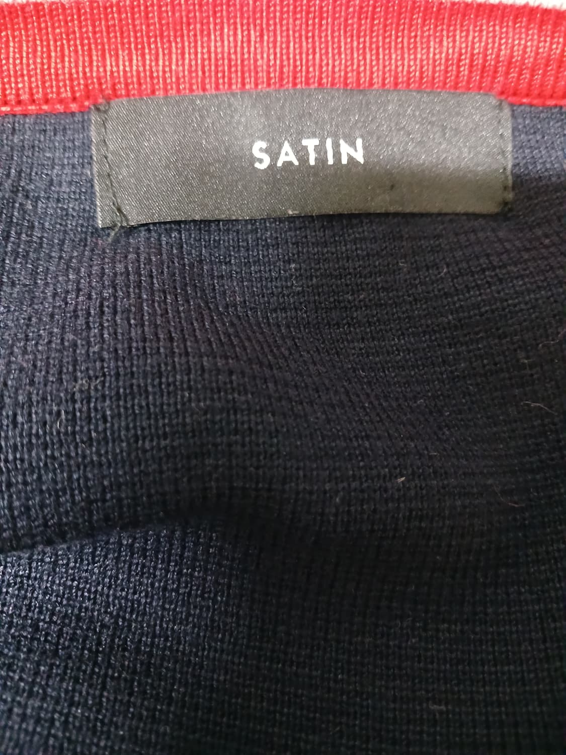 (85)SATIN 샤틴 진주단추 라인배색 니트가디건 네이비 상품이미지6