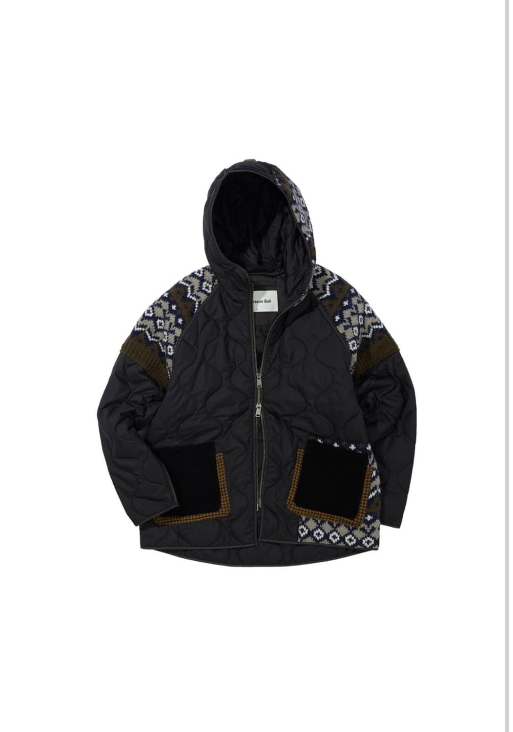 엔더슨벨 22FW 니트 패치 퀼티드 점퍼 블랙  상품이미지7