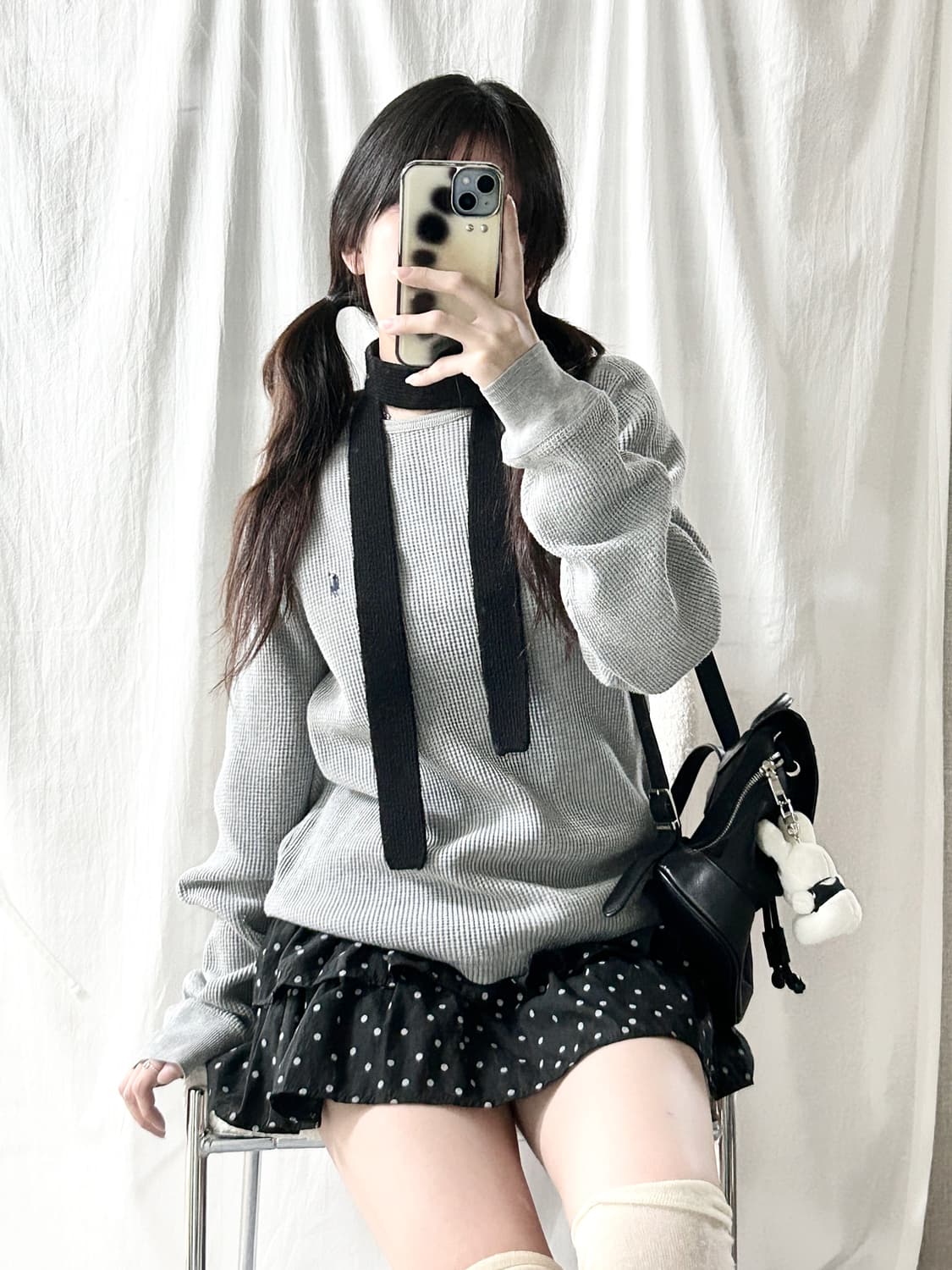 폴로 그레이 와플 롱슬리브 상품이미지1