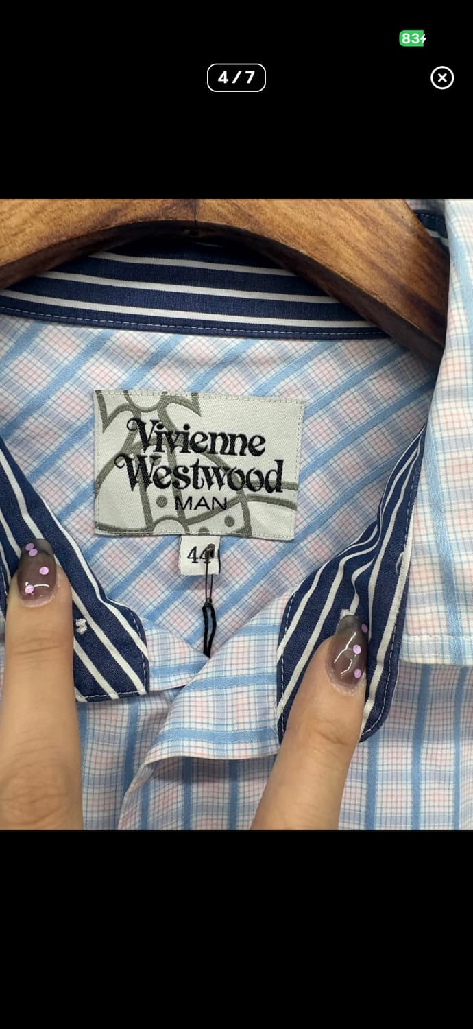 비비안웨스트우드 맨 깅엄체크 스트라이프 배색 셔츠 상품이미지2