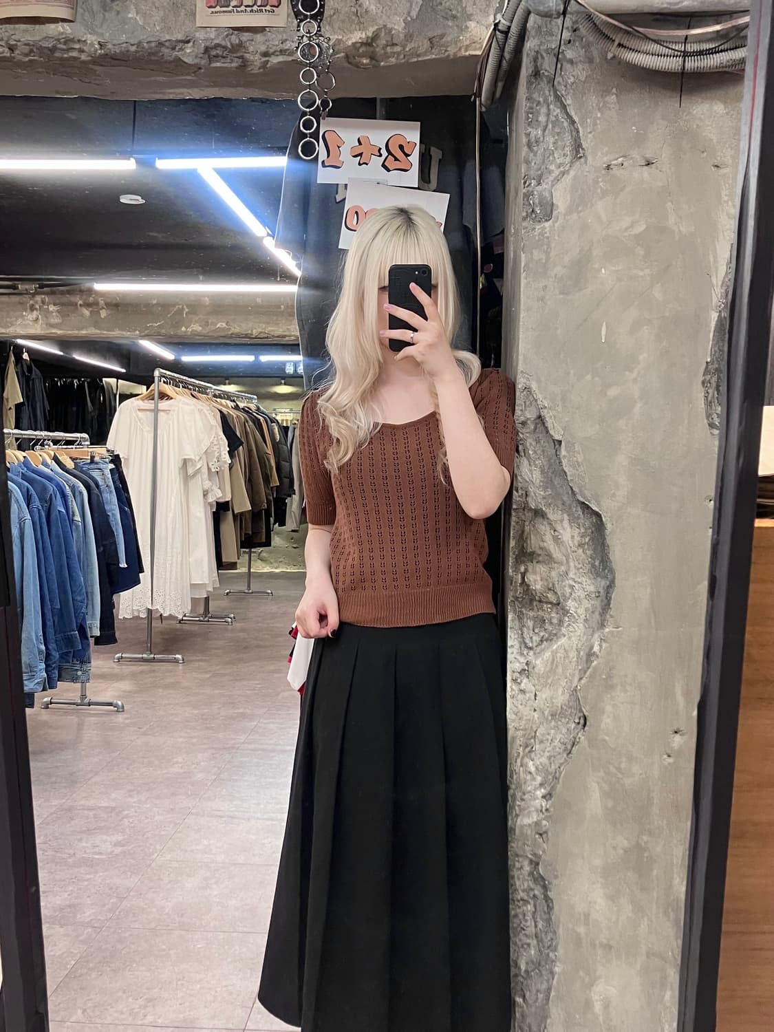 빈티지 스퀘어넥 반팔 니트 브라운 #csz4094 상품이미지2