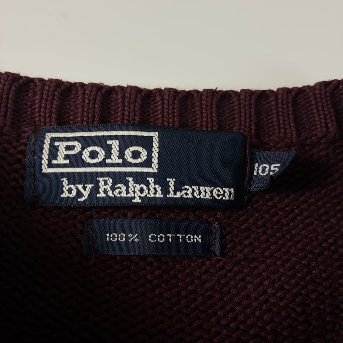 Polo  폴로 랄프로렌 자수 코튼 버건디 라운드 니트  상품이미지4