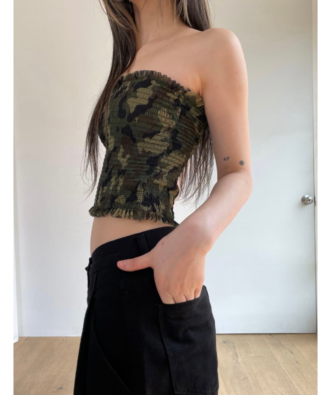 카모 플라쥬 밴딩 튜브탑 상품이미지4