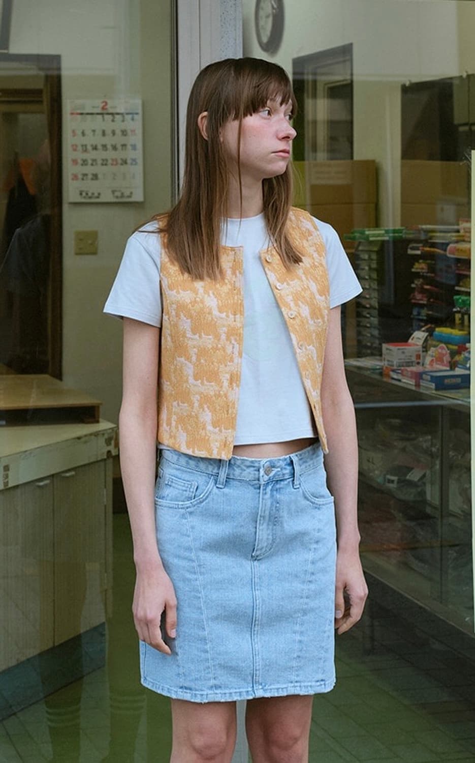 엔조블루스 자카드 크롭 베스트 상품이미지2