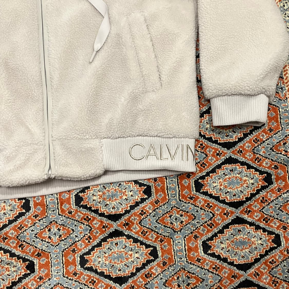 캘빈클라인 베이지 누빔 플리스 후드집업 점퍼 자켓 남성XL 상품이미지3