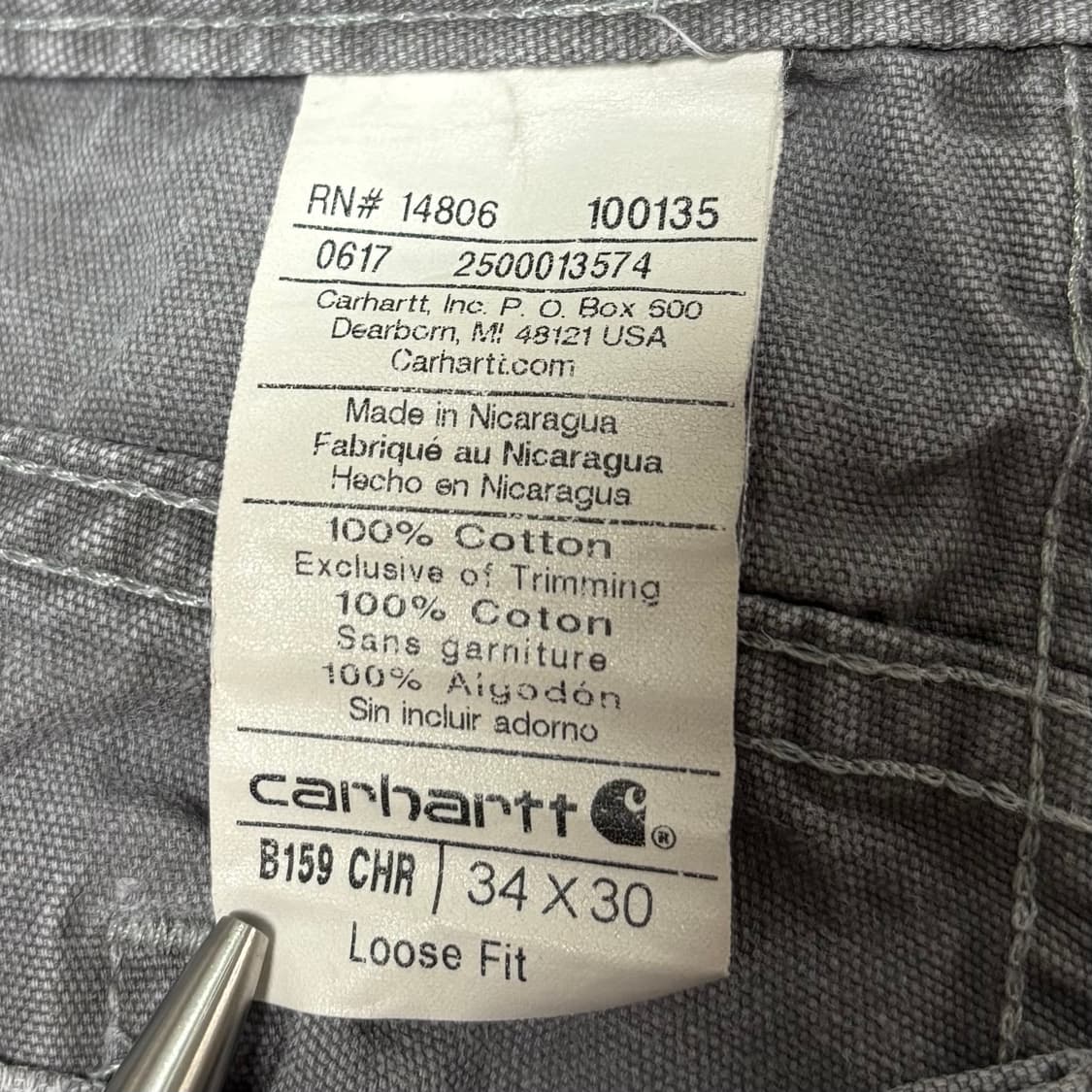 칼하트 싱글니 카펜터 디스 워크팬츠 chr 차콜 챠콜 34 상품이미지5