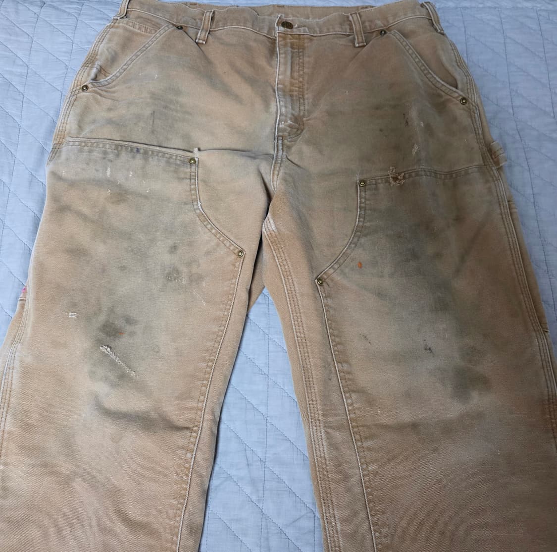 [36X32] 칼하트 더블니 B136 BRN 워크팬츠 트래쉬드 T-5 상품이미지2