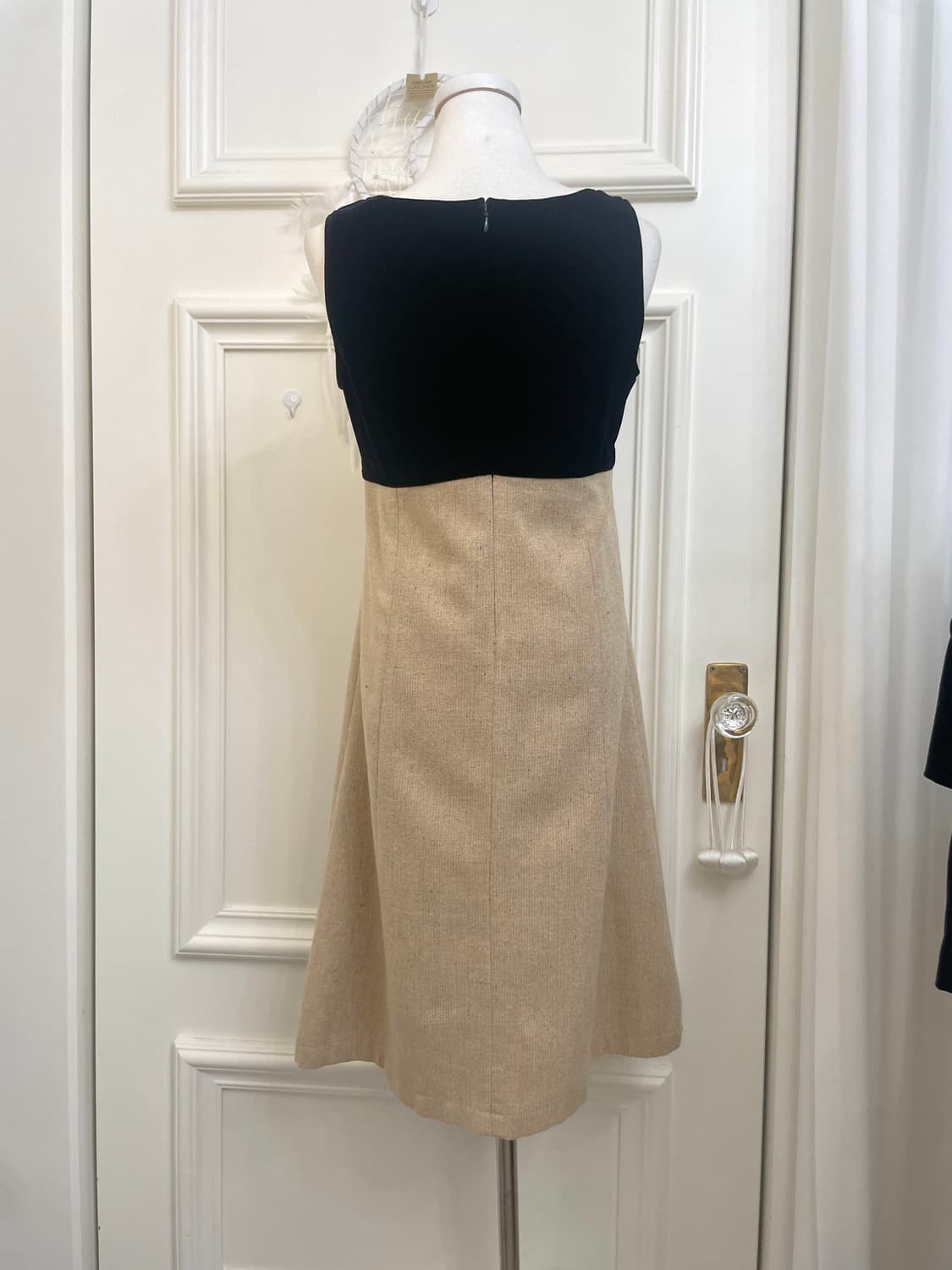 black velvet lace beige tweed bow point 상품이미지3