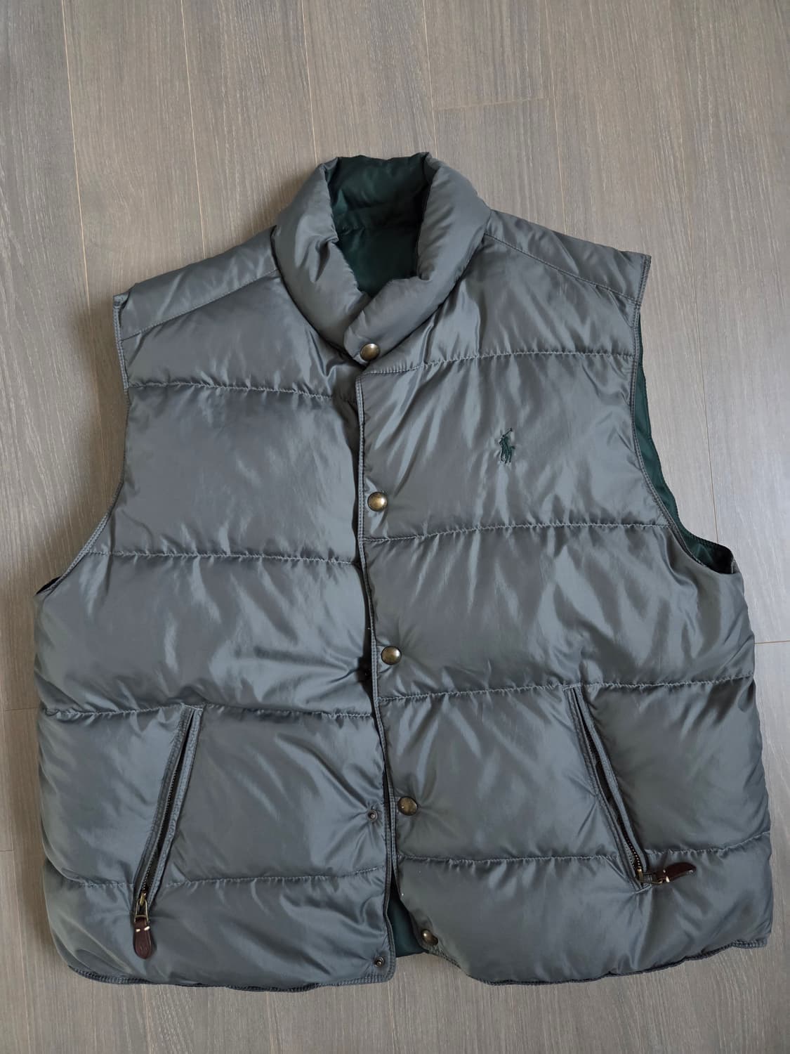 [폴로 랄프로렌-XL] 양면 패딩 조끼 그레이/다크그린 상품이미지1