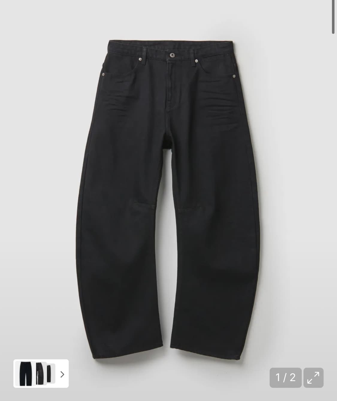 쿠어 엠보 워시드 딥 커브드 데님 팬츠 (블랙/L) 상품이미지4