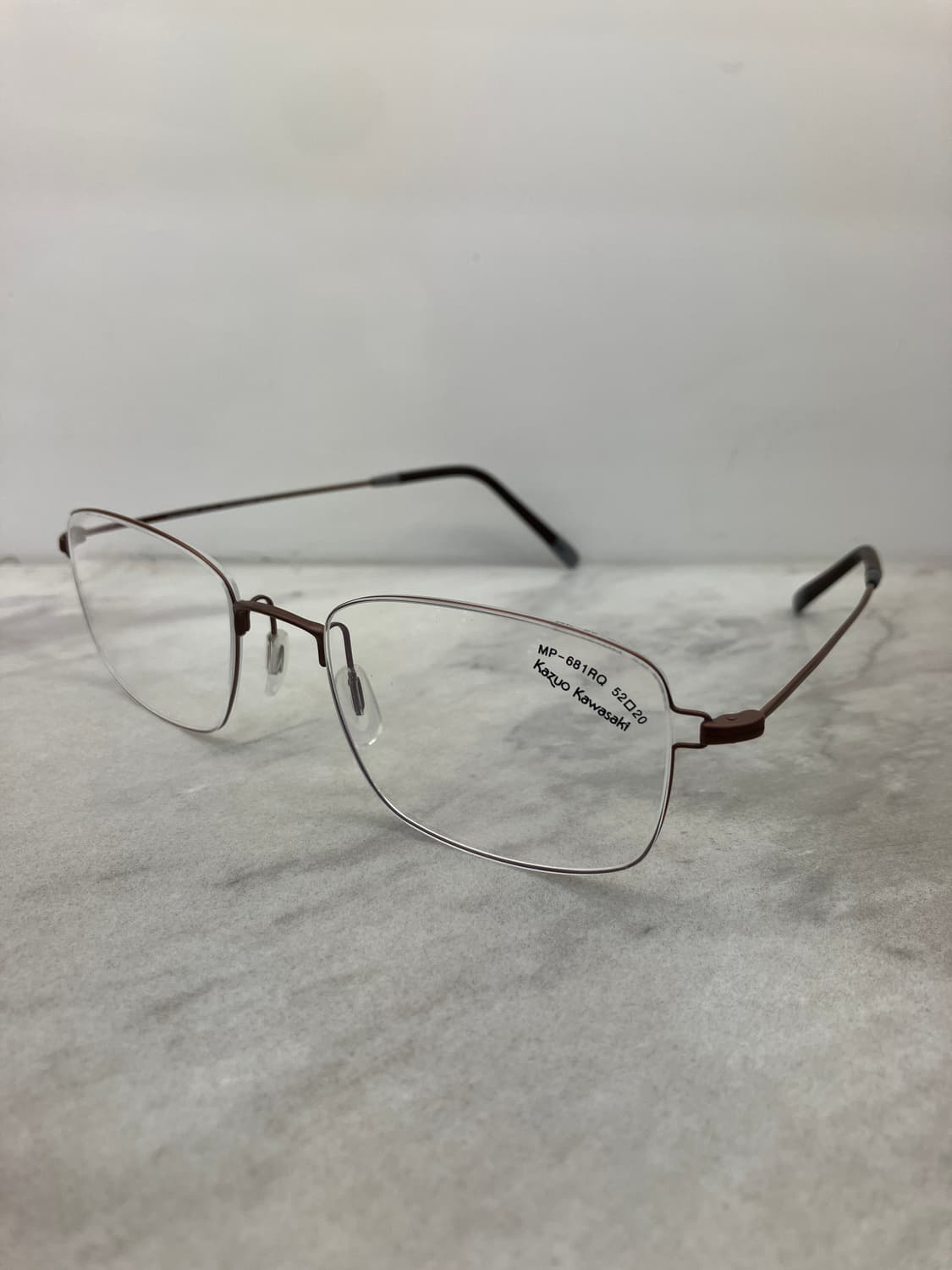 B47 카즈오 카와사키 매트 브라운 역산각 메탈테 안경 상품이미지8