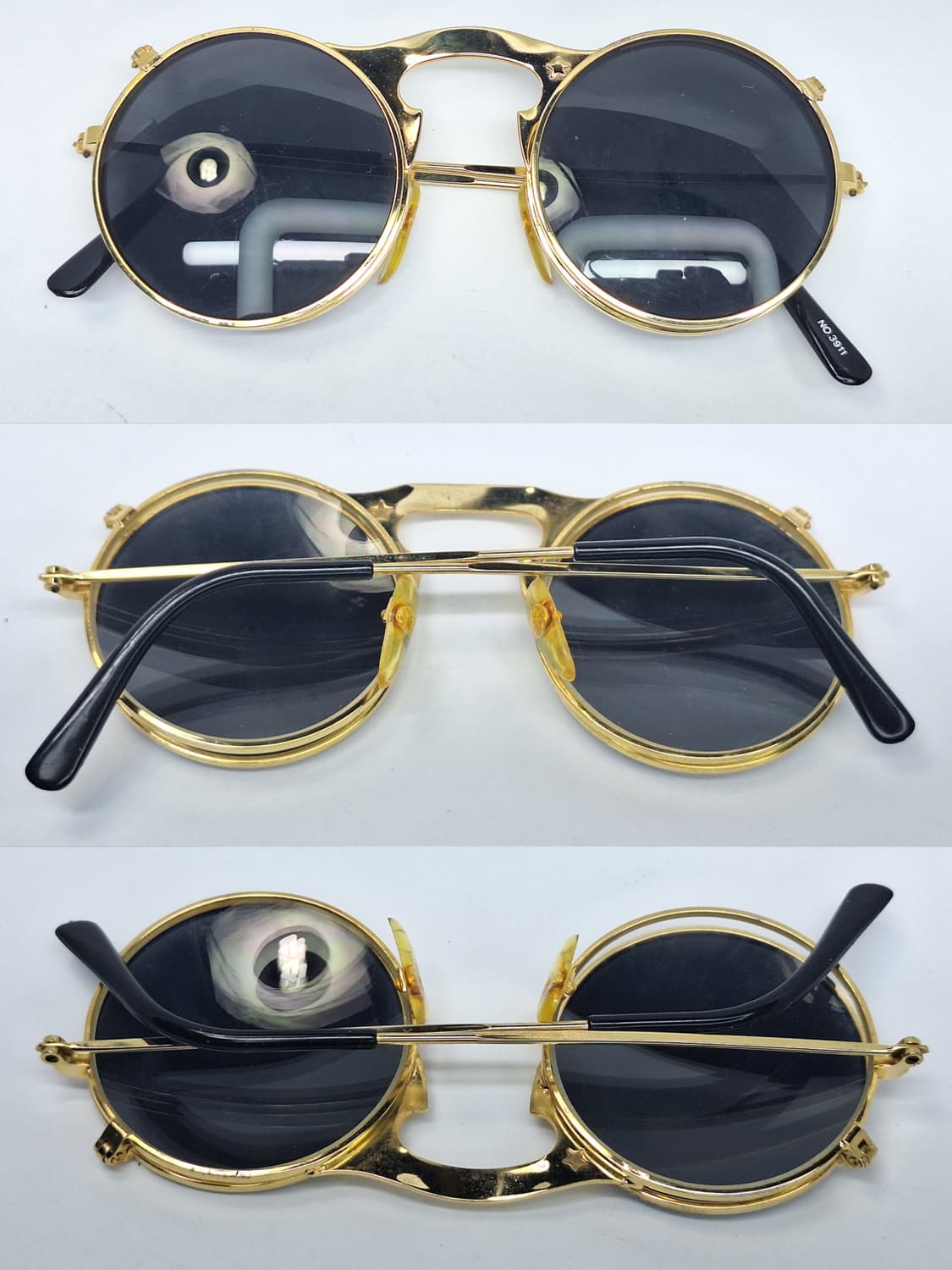 골드 플립 더블 렌즈 선글라스 안경/레옹 일본 수입 빈티지 클래식 레트로 상품이미지3
