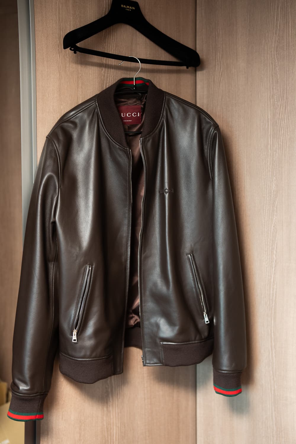 GUCCI 엠보 로고 램스킨 봄버 자켓 54 상품이미지1