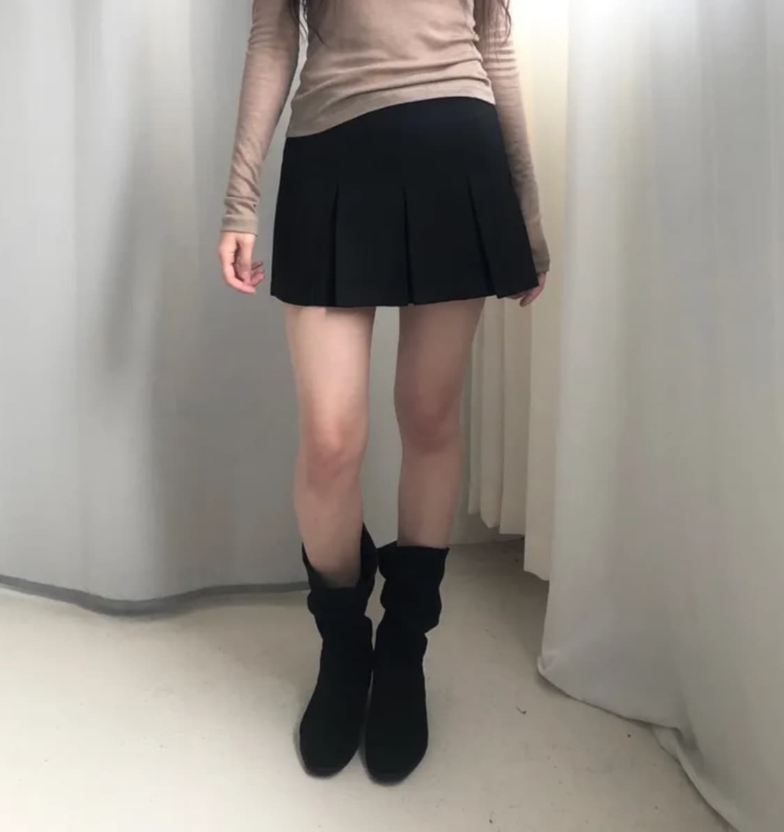그린씨 mini pleats skirt s [beige] 상품이미지3
