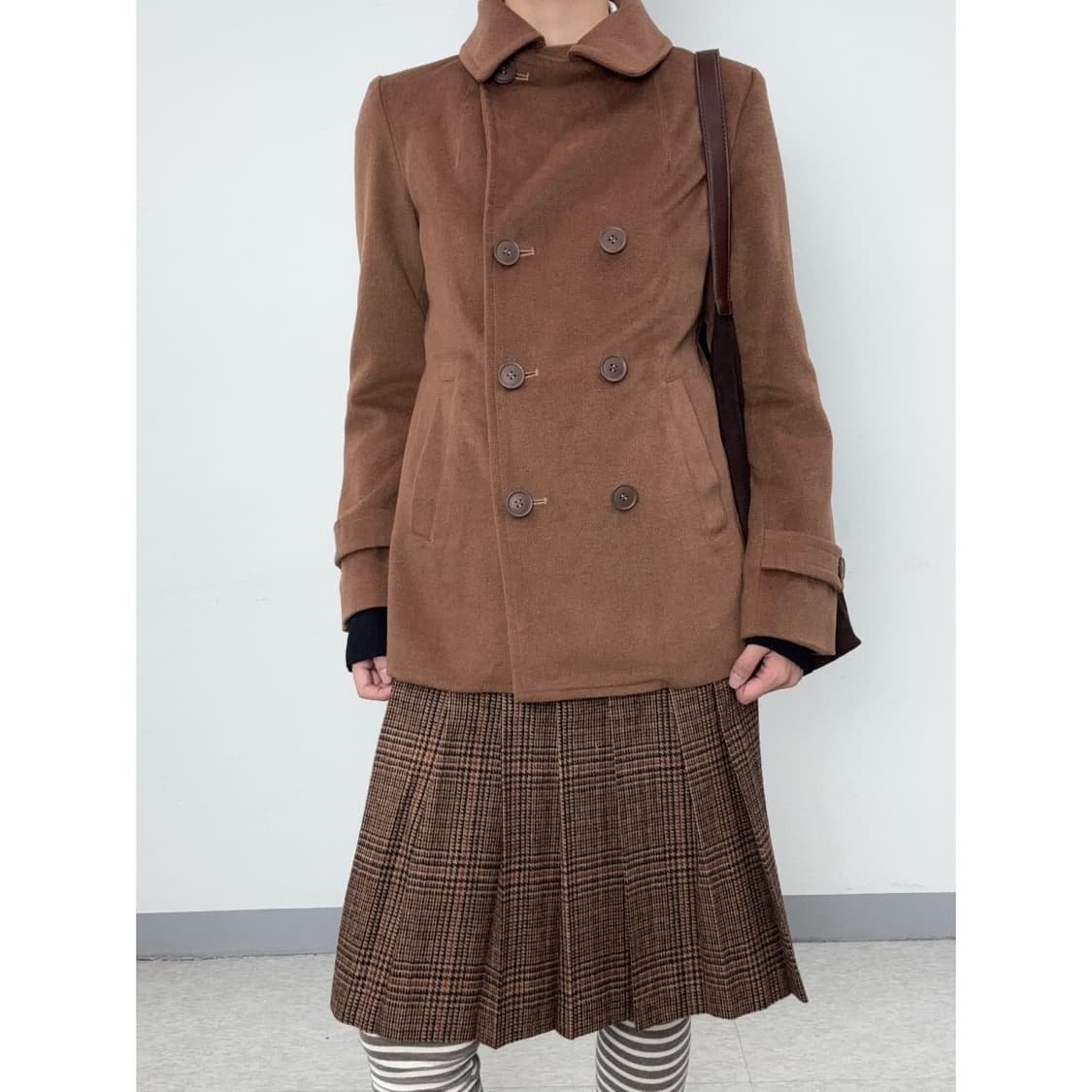 빈티지 브라운 플리츠 울 스커트 상품이미지2