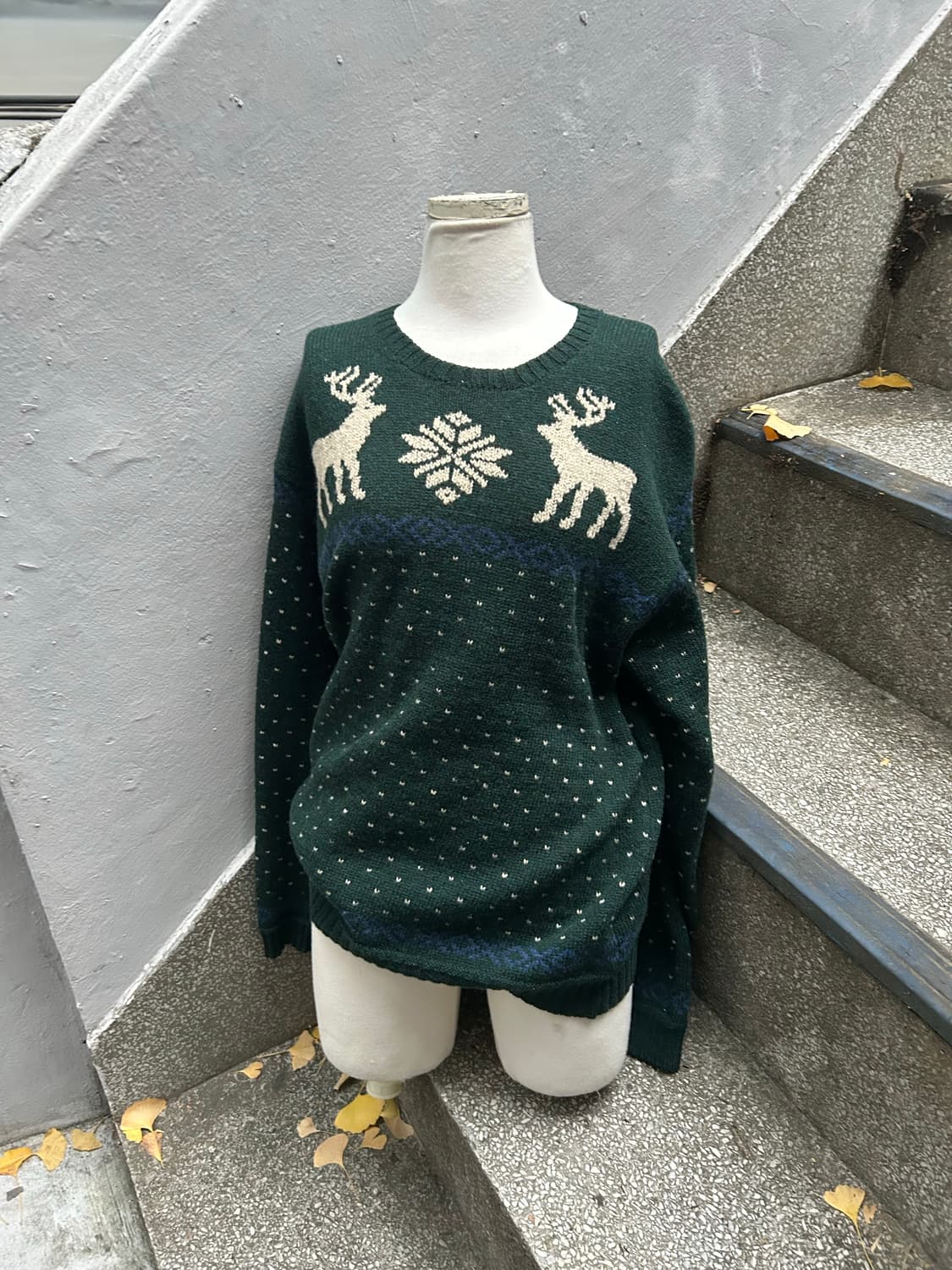 *유일매물* 2000s 폴로 노르딕 하트 딥그린 니트 상품이미지6