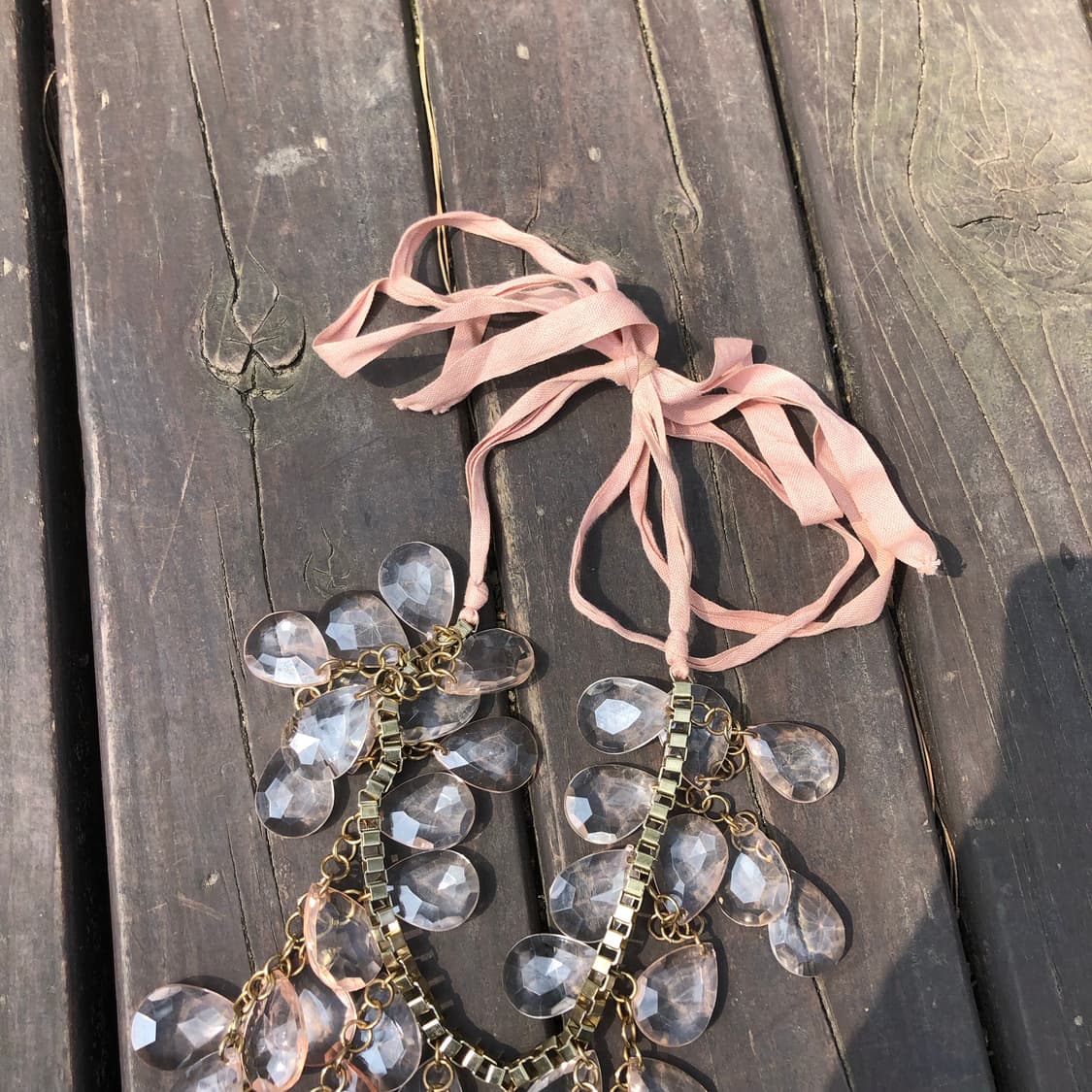 핑크 크리스탈 리본 목걸이 👢 상품이미지3