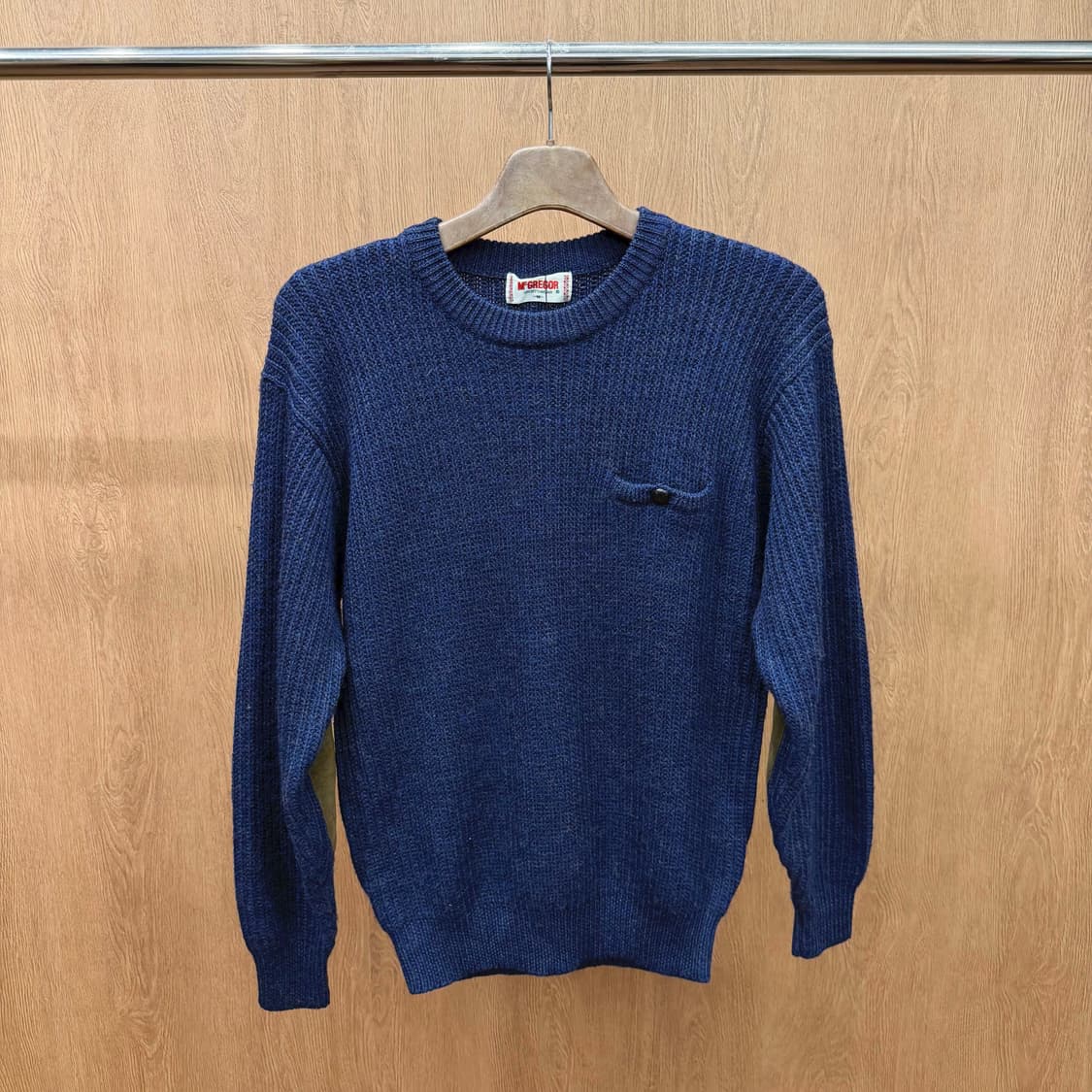 맥그리거 멜란지 니트 체스트 싱글 버튼 포켓 엘보 패치 디테일 네이비 상품이미지2