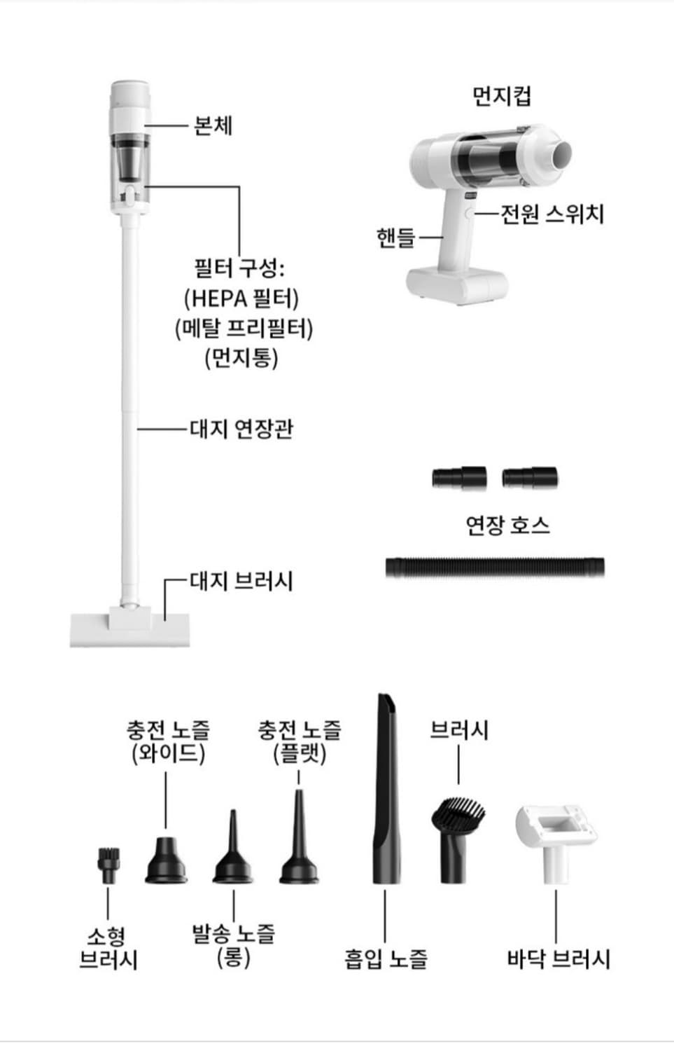 무선 청소기 흡입불기 2in1 일체형 강력흡진 청소기 가정용 차량용 
흡 상품이미지10