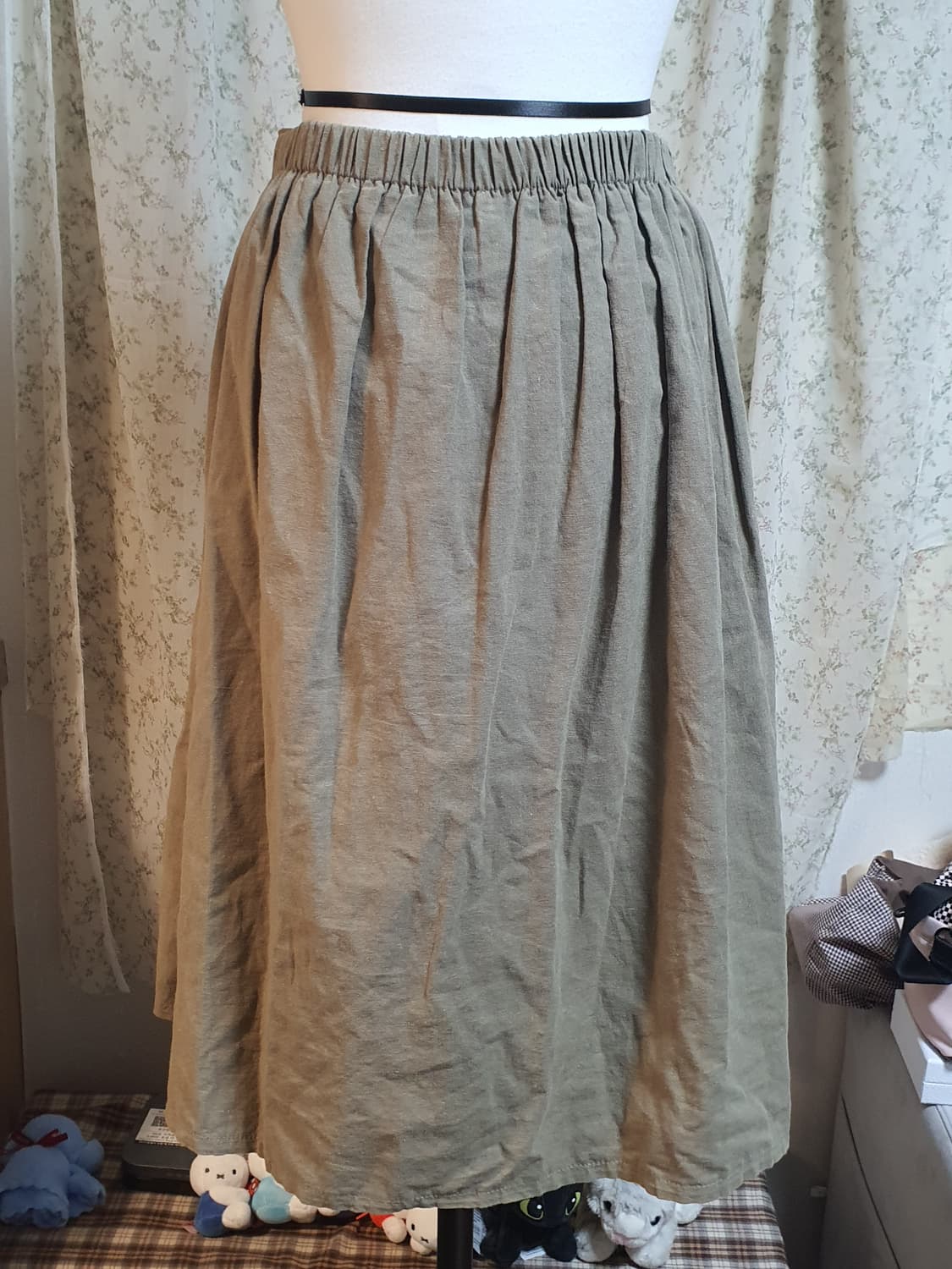 [빈티지] 카키색 롱 스커트 허리끈 치마 30 상품이미지3