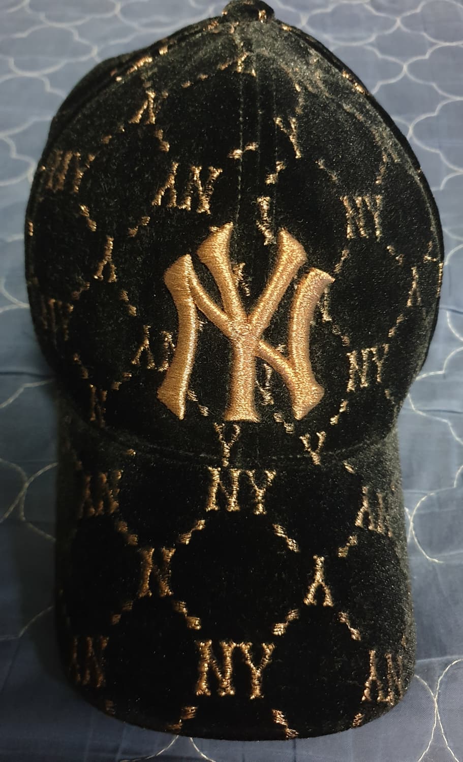 MLB 뉴욕양키스 모노그램 다이아 벨벳 스트럭쳐 볼캡 블랙 (F) 상품이미지2