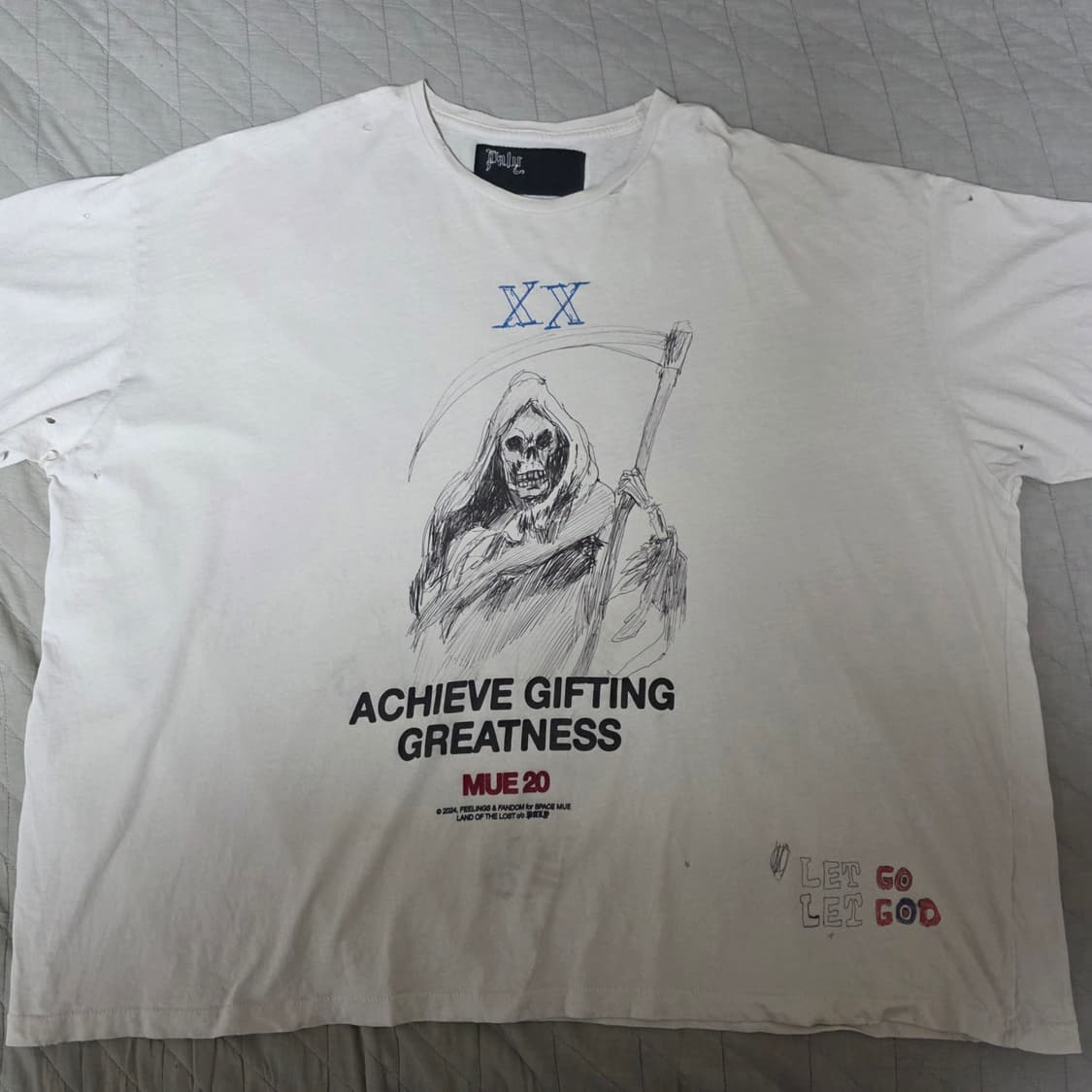 [XL] 팔리할리우드 스컬 프린팅 티셔츠 화이트 상품이미지1