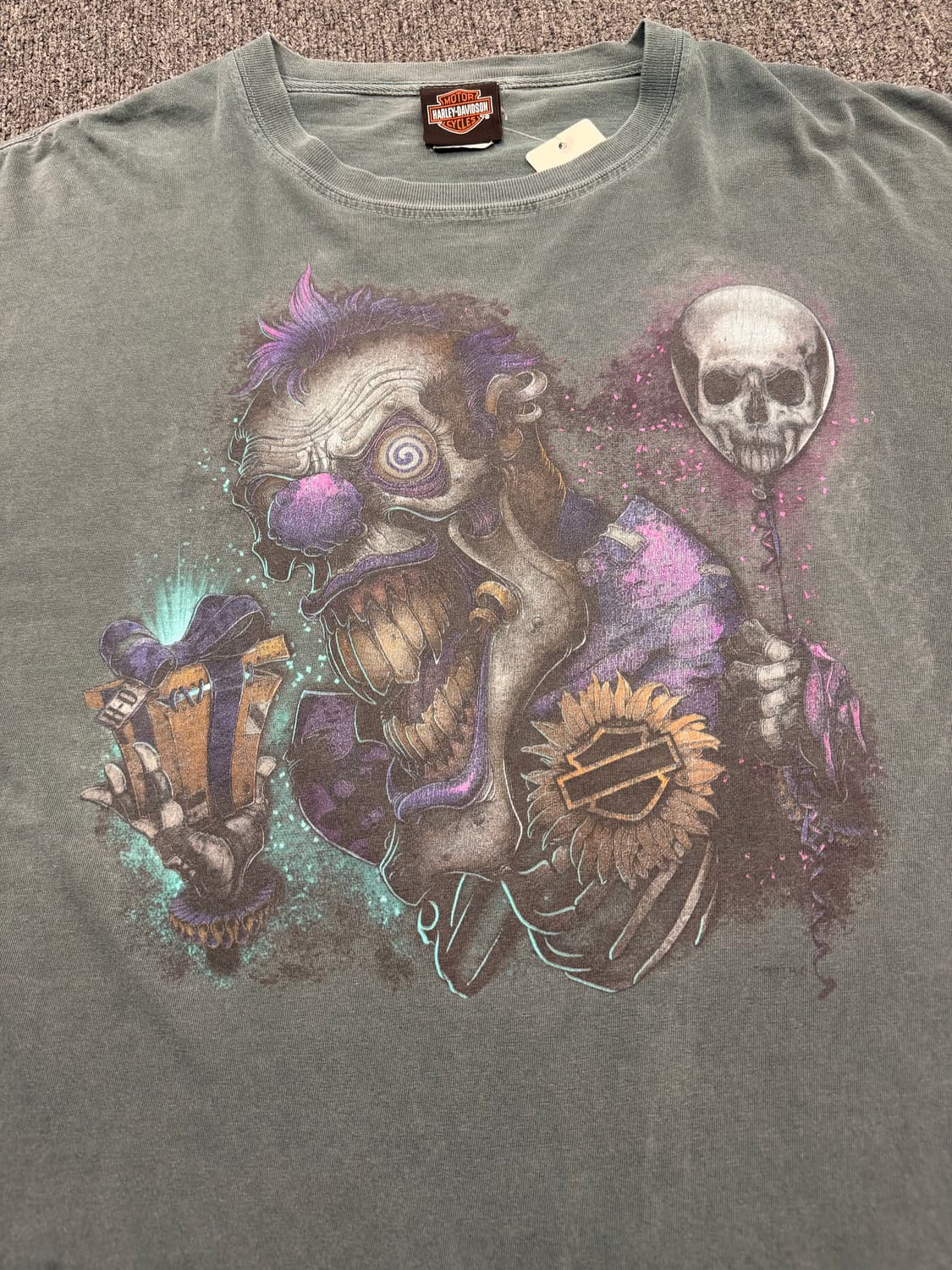 XL) 할리데이비슨 빈티지 광대 프린팅 반팔 티셔츠 상품이미지3